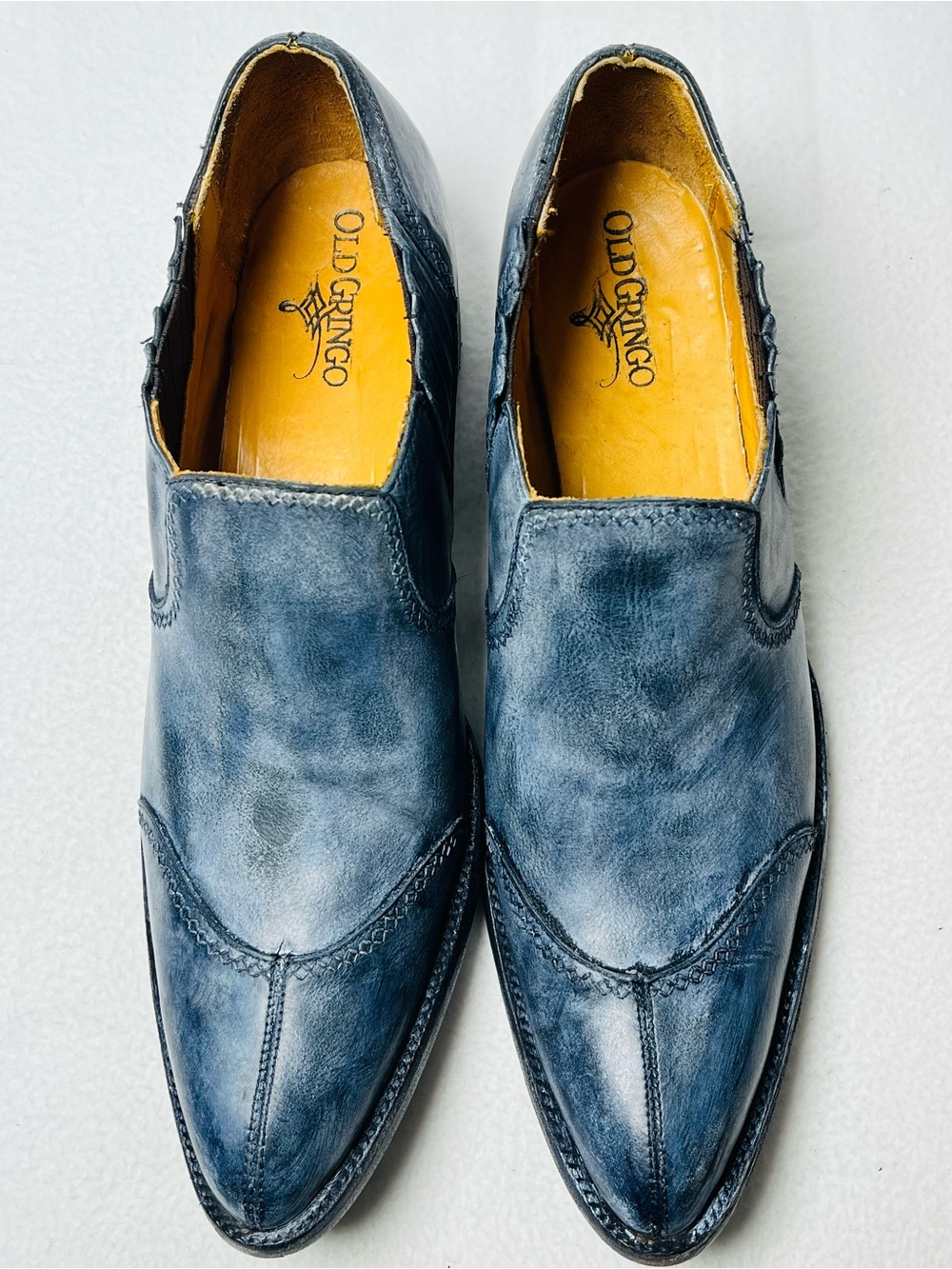 Old Gringo Men’s 10 Distressed Blue Leather Western Ankle Boots Made in Mexico